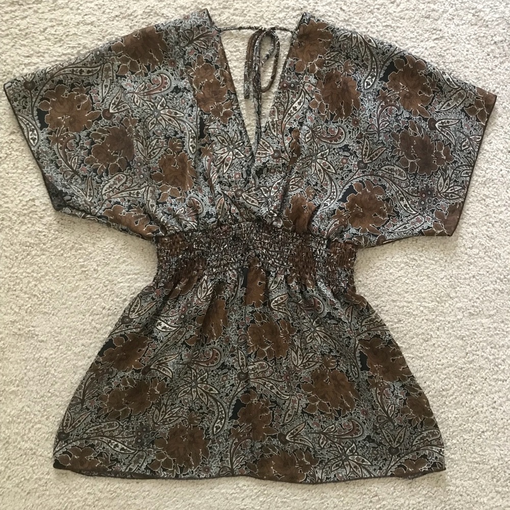 V Neck Forever 21 Blouse with tie